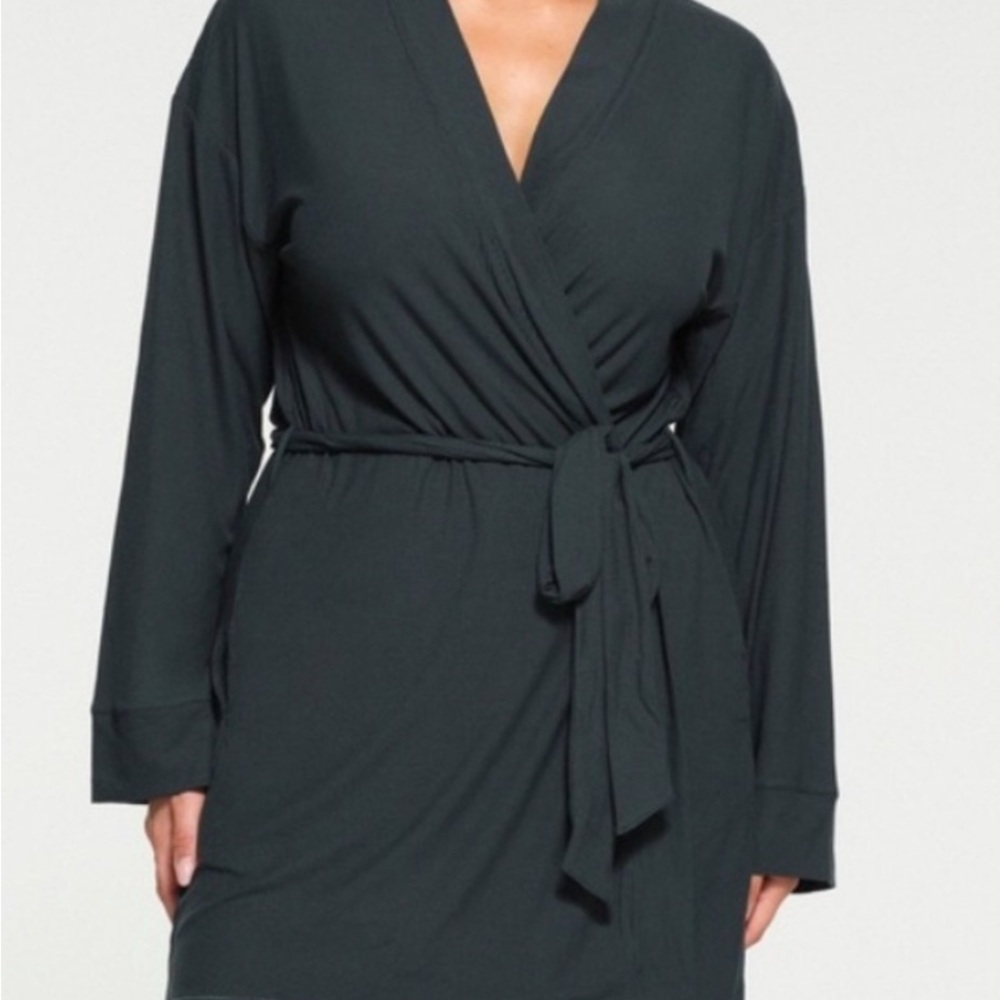 Women's Black Wrap Robe